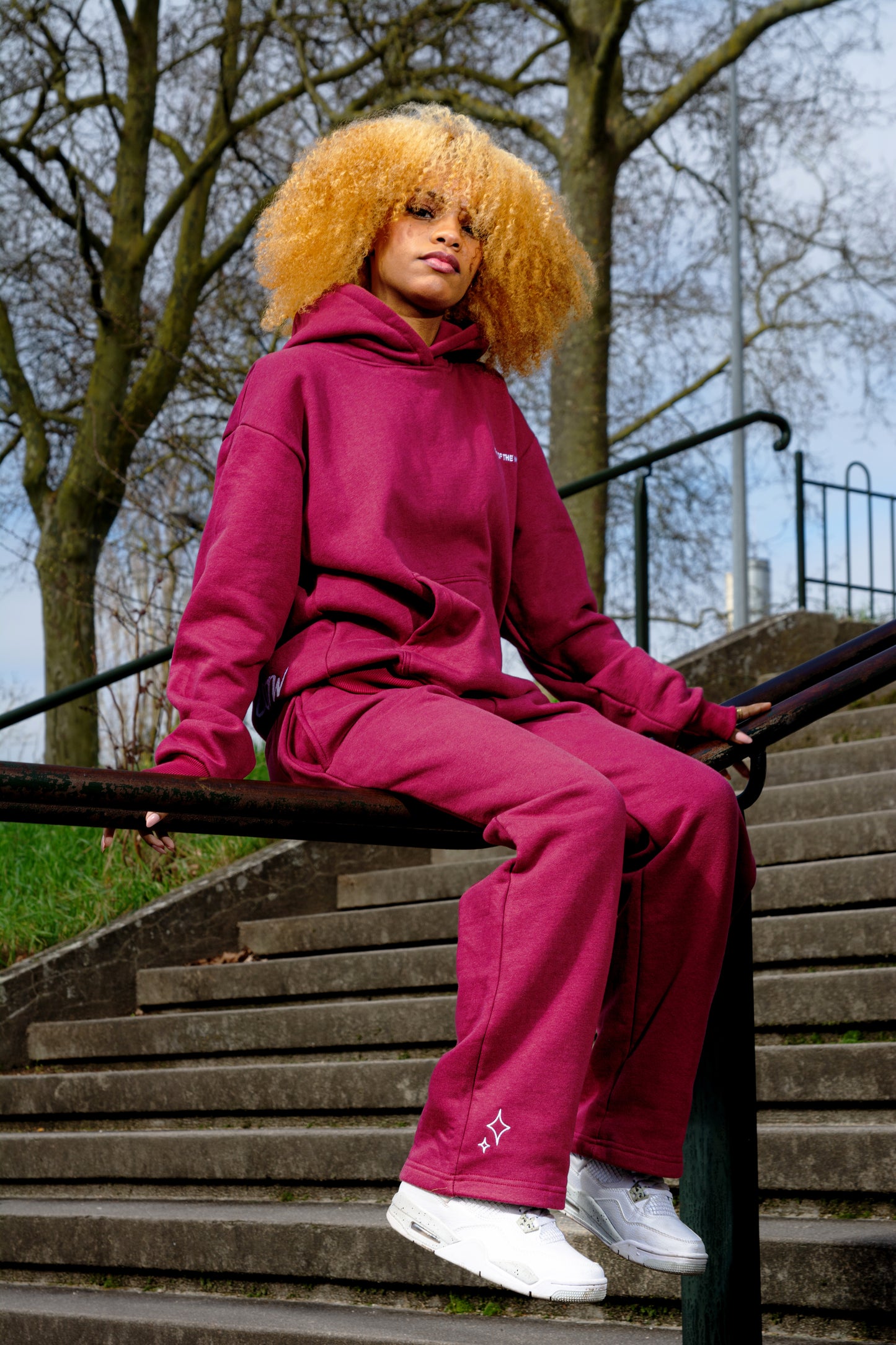Ensemble bordeaux / gris