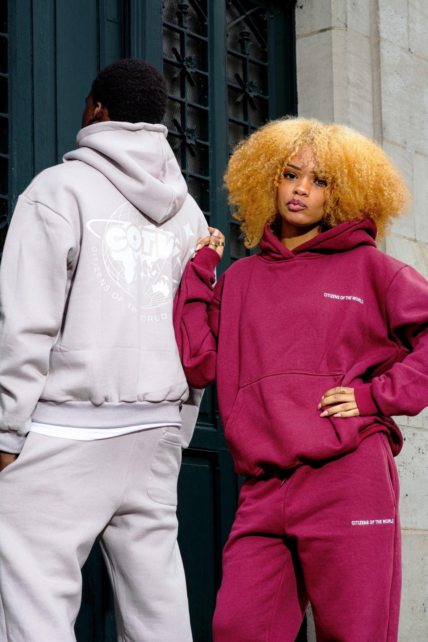 Ensemble bordeaux / gris